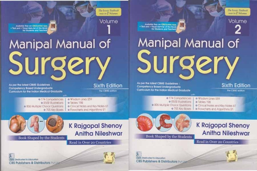MANIPAL MANUAL OF SURGERY 6ED 2 VOL SET (PB 2023) (CBME EDITION) Volumes 1 and 2 (2-volume set) By K Rajgopal Shenoy