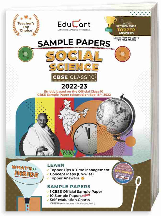 Educart CBSE Class 10 SOCIAL SCIENCE Sample Papers 2023 (With Exclusive Topper Answers and Marks breakdown 2022-23)