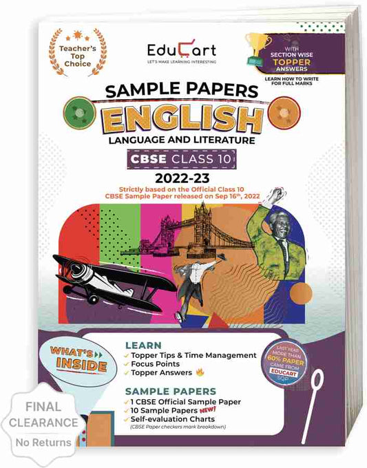 Educart CBSE Class 10 ENGLISH LANGUAGE and LITERATURE Sample Papers 2023 (With Exclusive Topper Answers and Marks breakdown 2022-23)