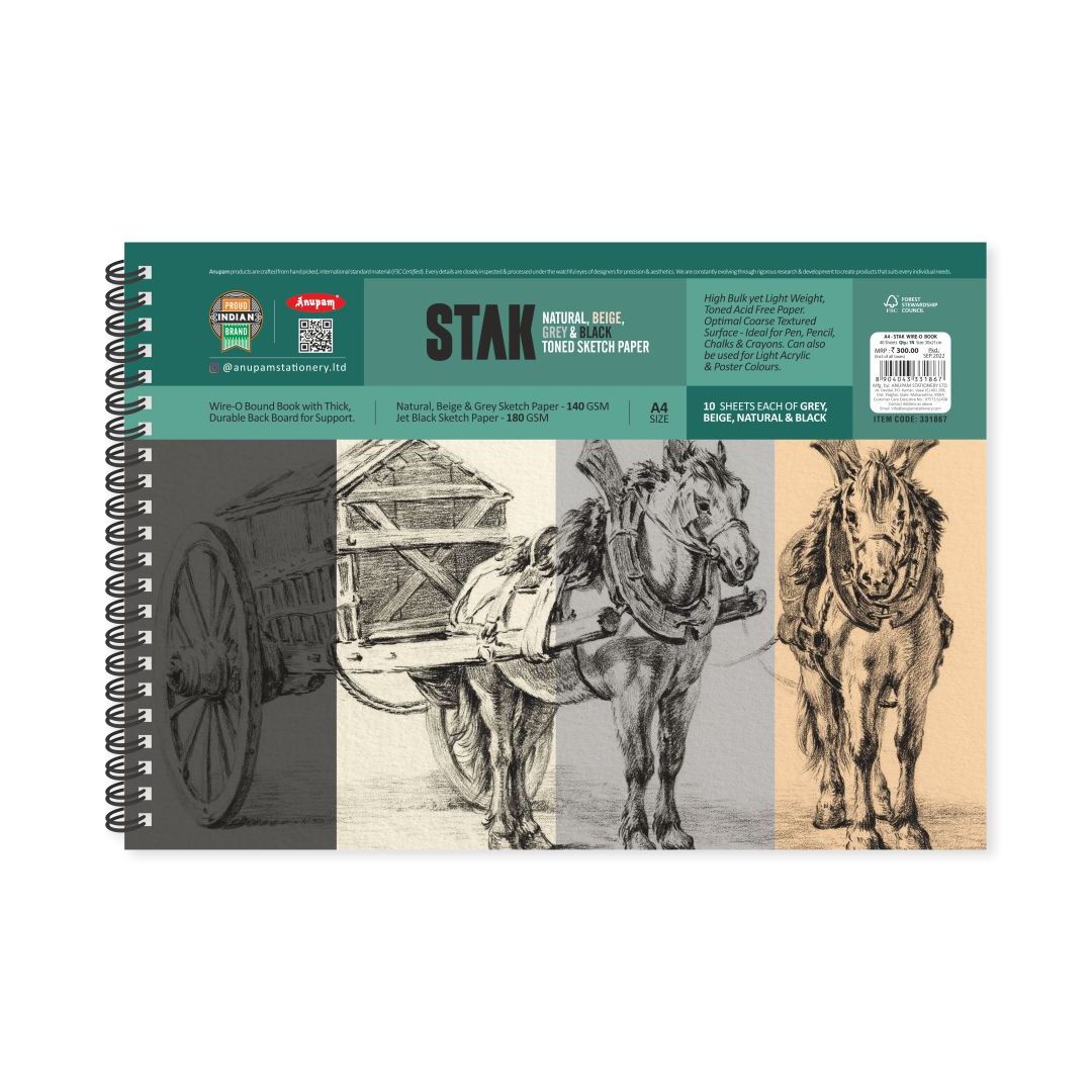 Anupam stak natural, beige, grey and black toned sketch paper
