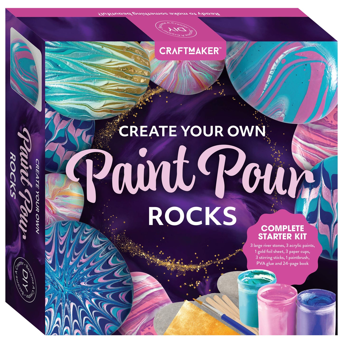 Create your own paint pour Rocks complete starter kit