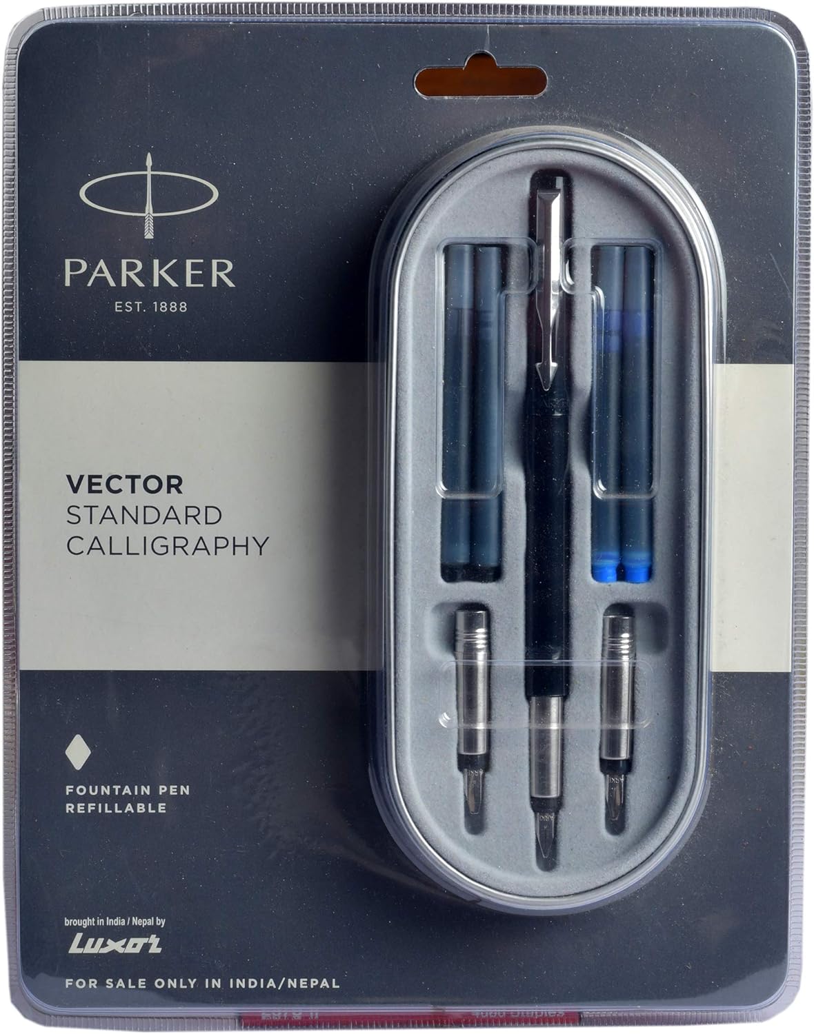 Parker vactor standard calligraphy blue pen