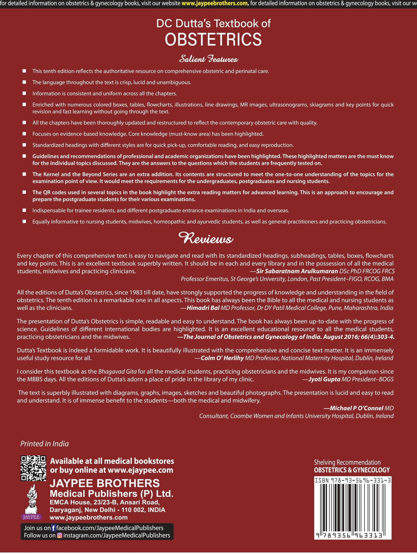 DC Dutta’s Textbook of Obstetrics (Including Perinatology & Contraception) 10/e Revised Reprint