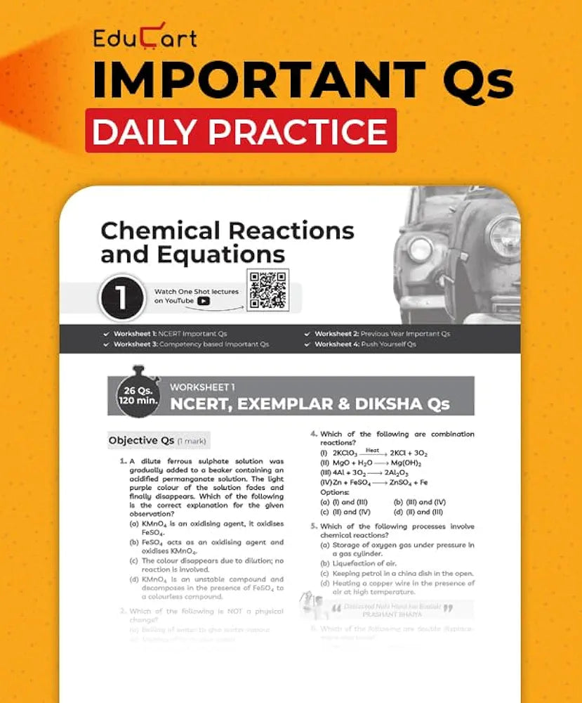Educart One-shot Science CBSE Class 10 Question Bank 2025-26 on new Syllabus 2026 (Strictly for Boards Exam)
