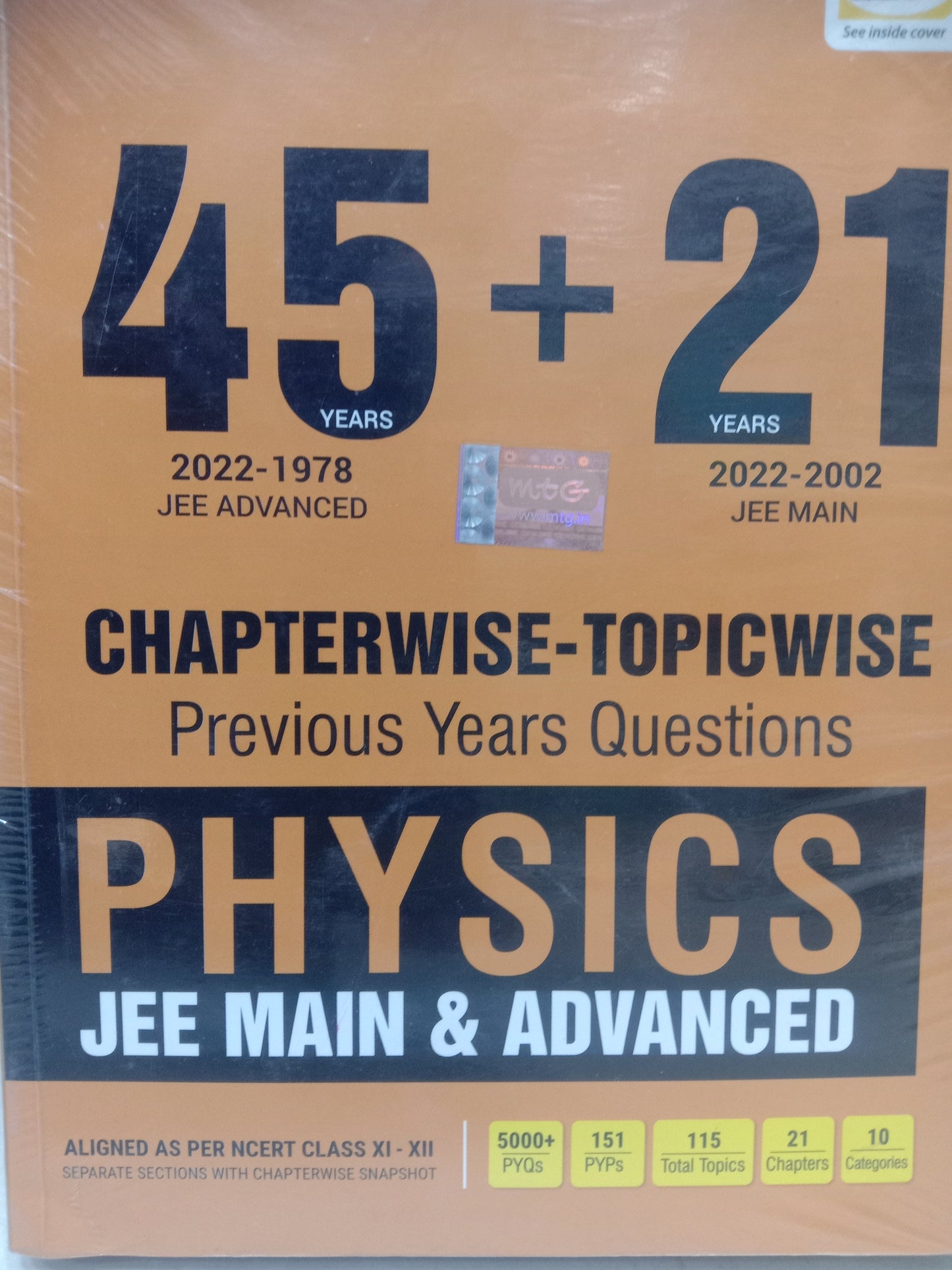 MTG 45 + 21 Years JEE Main and IIT JEE Advanced Previous Years Solved Papers with Chapterwise Topicwise Solutions Physics Book - JEE Advanced PYQ Question Bank For 2023 Exam MTG Editorial Board