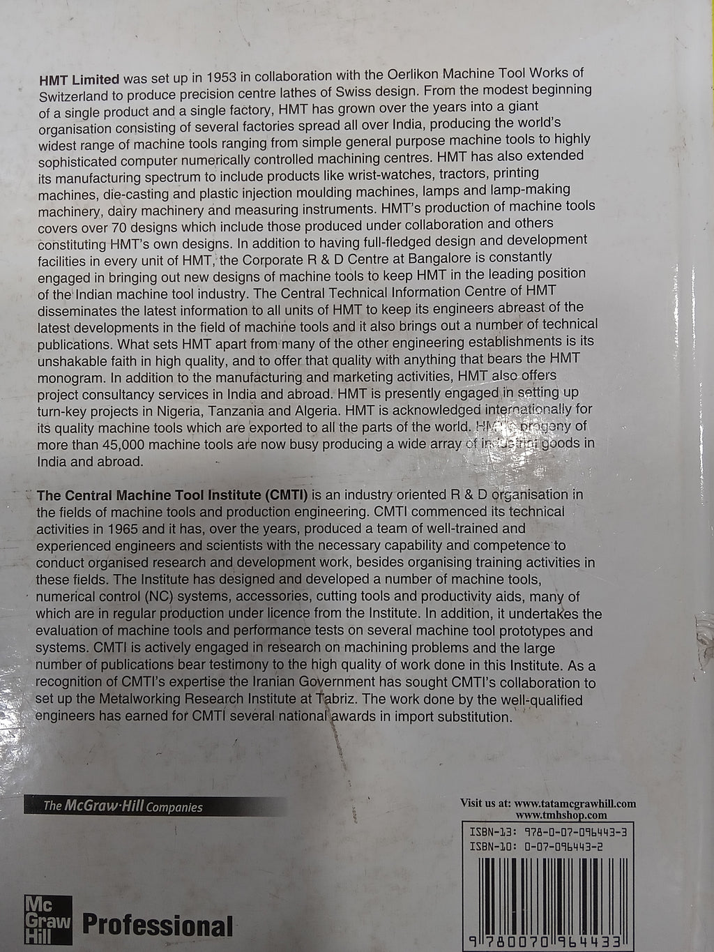 PRODUCTION TECHNOLOGY Hardcover – Edition 2013 Hindustan Machine Tools (Author) (used book)