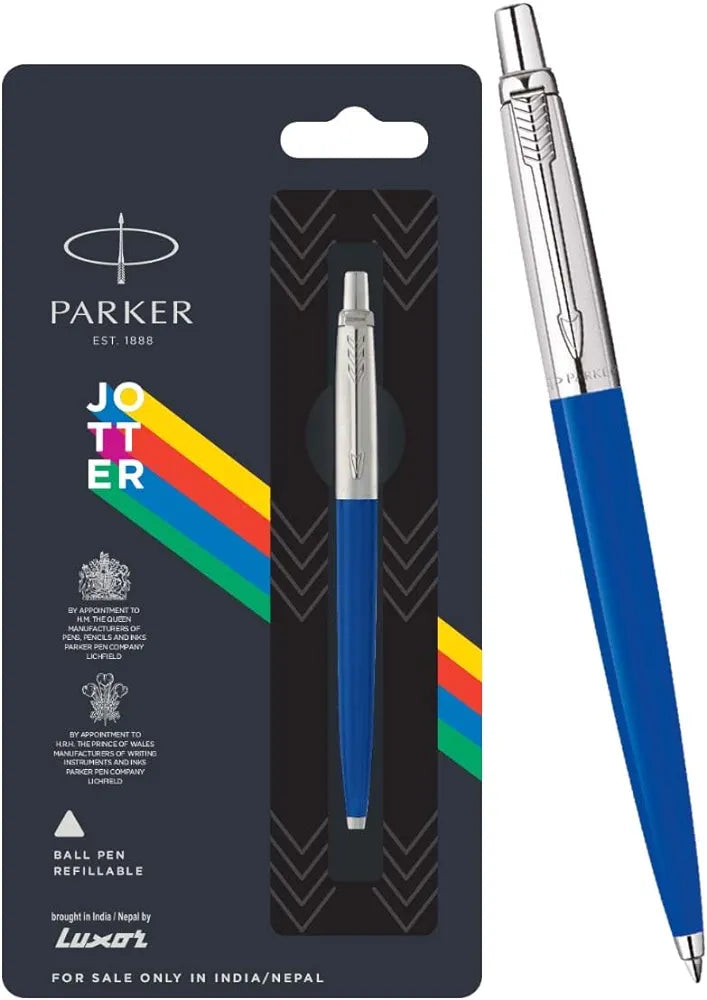 Parker Jotter Standard Chrome Trim Ball Pen| Blue Body Color| Ink Color Blue | Perfect For Corporate Use | Elite Pen For Professionals