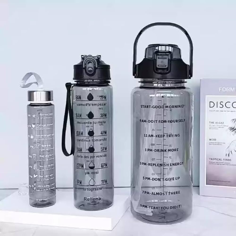 Water bottle 3 combo set black