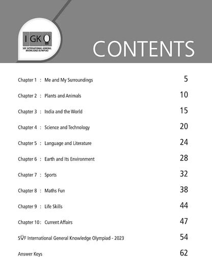 MTG International General Knowledge Olympiad (IGKO) Workbook for Class 1 - MCQs & Achievers Section - SOF IGKO Olympiad Preparation Books For 2024-2025 Exam