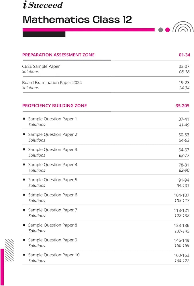 Arihant i Succeed 15 Sample Question Papers for Mathematics Class 12th | As per latest CBSE Sample Paper issued on 5 Sept. 2024 | 50% CBQs in each paper | Detailed Answers with Step Marking | Fully Solved Latest CBSE Sample Paper For Exam 2025