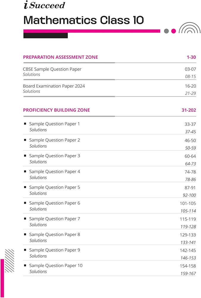 Arihant i Succeed 15 Sample Question Papers for Mathematics (Standard) Class 10th | As per latest CBSE Sample Paper issued on 5 Sept. 2024 | 50% CBQs in each paper | Detailed Answers with Step Marking | Fully Solved Latest CBSE Sample Paper For Exam 2025