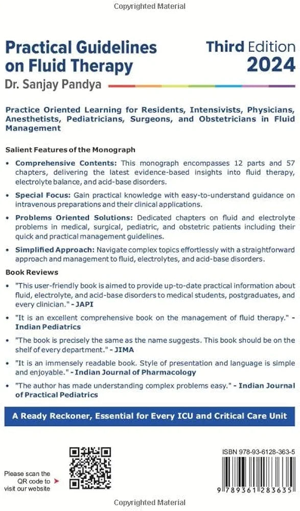 Practical Guidelines On Fluid Therapy 2024 Third Edition: Complete Monogram On Fluid,Electrolytes,And Acid-Base Disorders by Dr.Sanjay Pandey 3rd edition