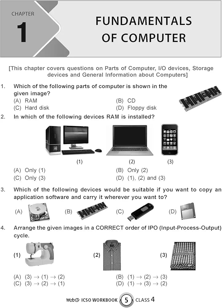 MTG International Computer Science Olympiad (ICSO) Workbook for Class 4 - Quick Recap, MCQs, Previous Years Solved Paper and Achievers Section - SOF ICSO Olympiad Preparation Books For 2024-2025 Exam