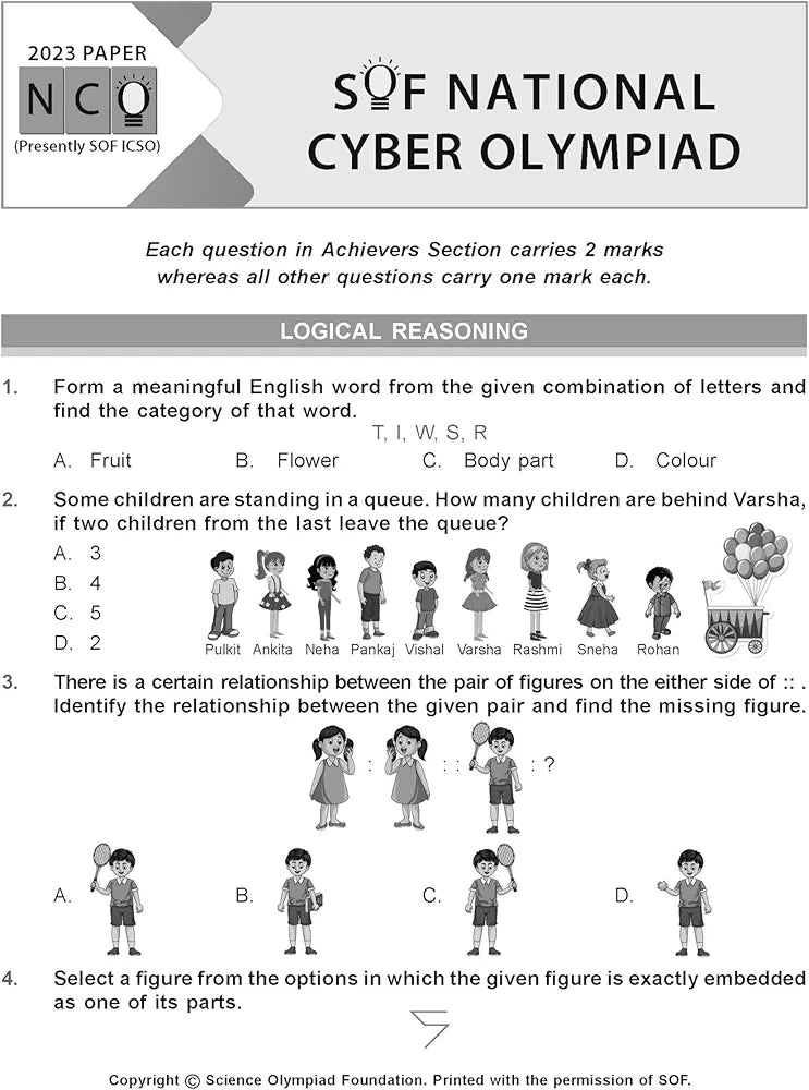 MTG International Computer Science Olympiad (ICSO) Workbook for Class 4 - Quick Recap, MCQs, Previous Years Solved Paper and Achievers Section - SOF ICSO Olympiad Preparation Books For 2024-2025 Exam