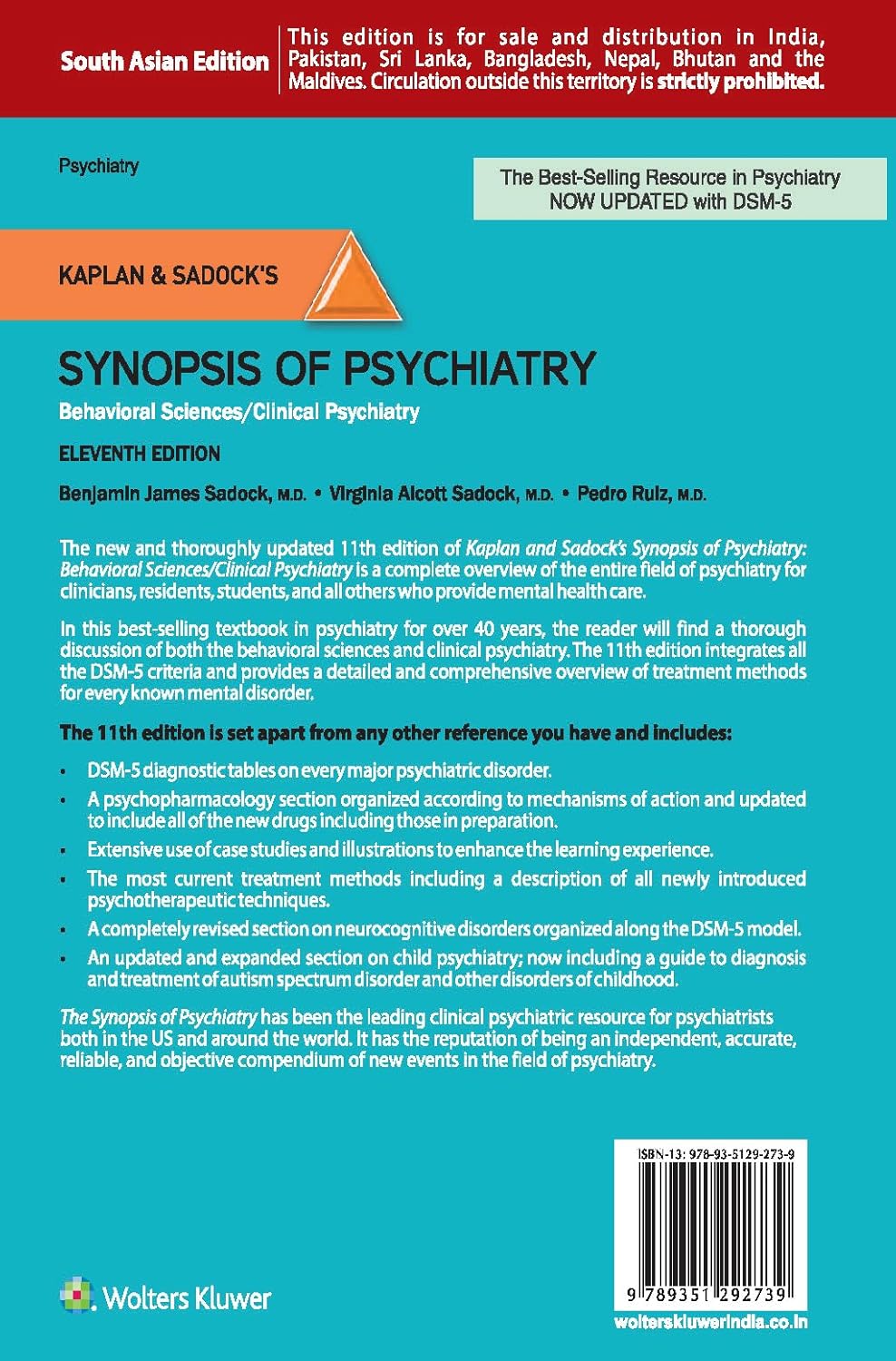 Kaplan And Sadock's Synopsis Of Psychiatry     11th edition             by Benjamin James Sadock,M.D