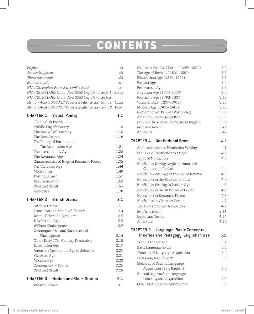 NTA UGC/NET/SET/JRF English Paper 2, Includes 2023 Solved Papers, 4th Edition - 2024