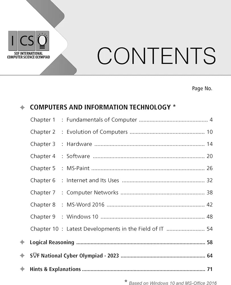MTG International Computer Science Olympiad (ICSO) Workbook for Class 4 - Quick Recap, MCQs, Previous Years Solved Paper and Achievers Section - SOF ICSO Olympiad Preparation Books For 2024-2025 Exam