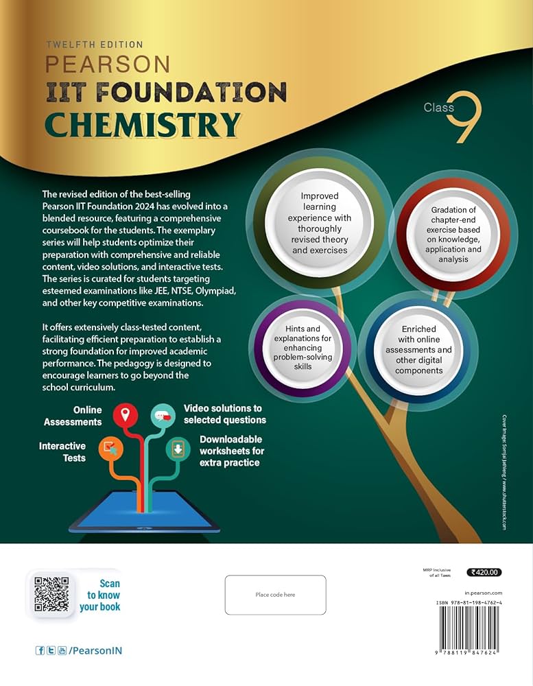 Pearson IIT Foundation'24 Chemistry Class 9, As Per CBSE, ICSE . For JEE | NEET | NSTE | Olympiad |Free access to elibrary, vidoes & Myinsights Self Preparation - 6th Edition By Pearson