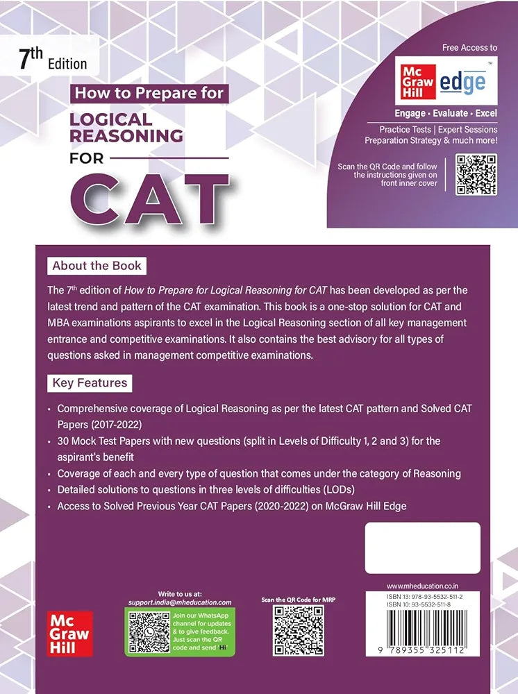 Logical Reasoning for CAT 2025 by Arun Sharma | 7th edition (latest) | LR | CAT/ MBA entrance exam preparation book with Solved Previous Years' Papers (PYQs)| 30 Mock Test Papers with new questions by Arun Sharma