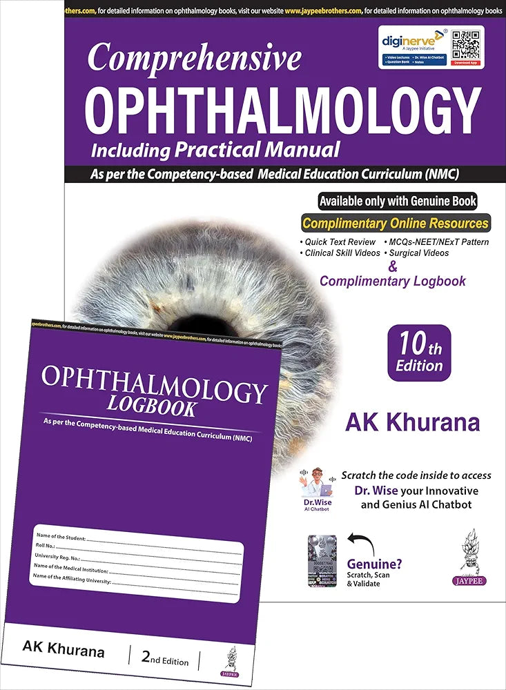 Comprehensive Ophthalmology Including Practical Manual with Ophthalmology Logbook by AK Khurana 10th Edition