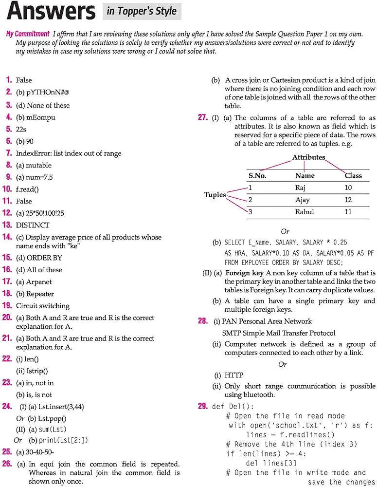 Arihant i Succeed 15 Sample Question Papers for Computer Science Class 12th | As per latest CBSE Sample Paper issued on 5 Sept. 2024 | 50% CBQs in each paper | Detailed Explanations for Each Question | Fully Solved Latest CBSE Sample Paper For Exam 2025