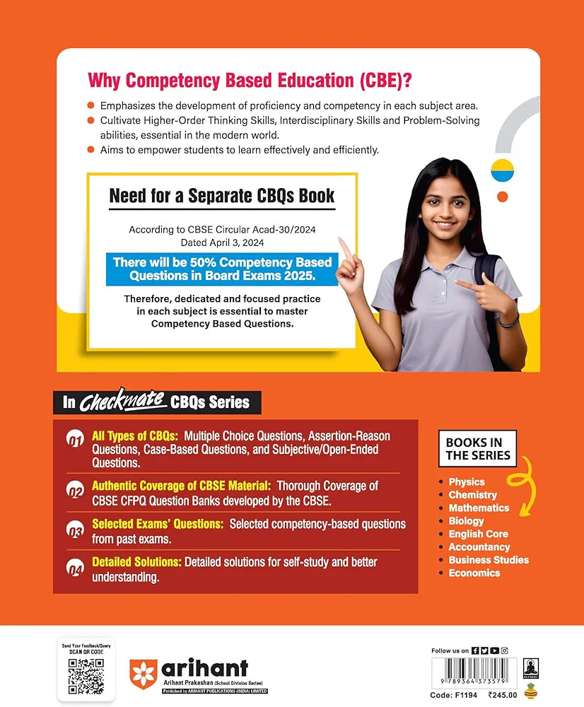 Arihant Competency Based Question Book | Physics Class 12th | Checkmate Series | With Assertion Reason | Correct | Incorrect Statements | Case Based | Solve Based | Subjective For Board Exams 2025 | All type CBQs PYQs With Detailed Solution