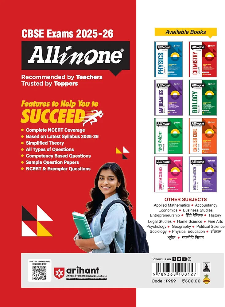 Arihant All in One Chemistry Class 11 for CBSE Exams 2025-26 | Revised Edition as per latest syllabus | Simplified Theory, All Types of Exam Pattern Questions, CBQs, MCQs, A-R, Case Based, Sample Question Papers, Mind Maps