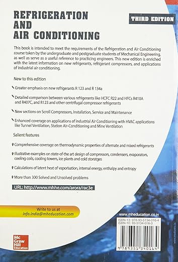 Refrigeration and Air Conditioning | 3rd Edition Paperback by cp arora