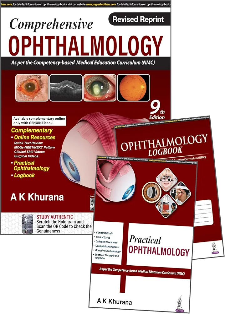 Comprehensive Ophthalmology With Ophthalmology Logbook Plus Practical Ophthalmology By A K Khurana  9th edition