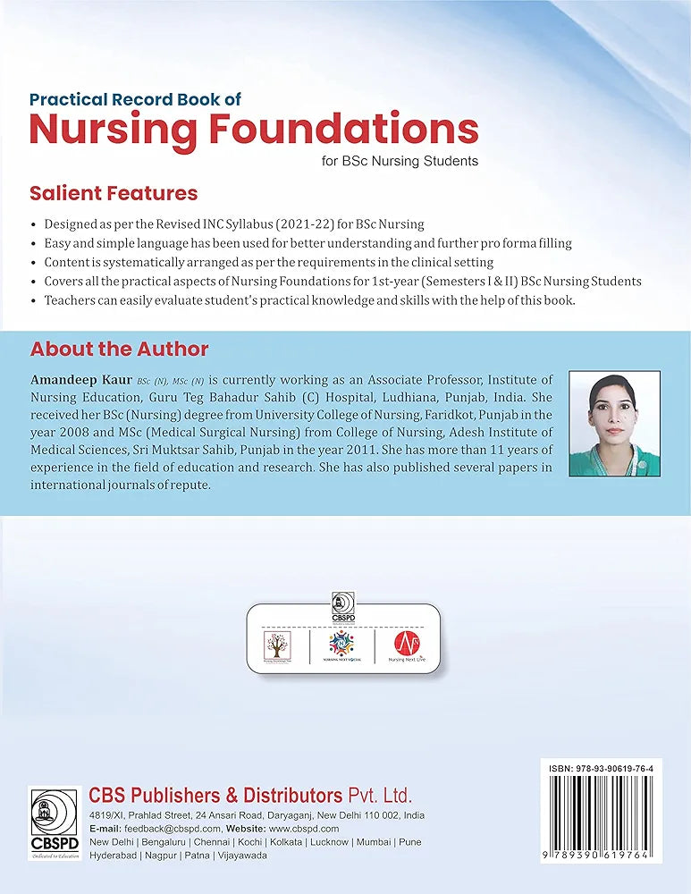 Practical Record Book of Nursing Foundation for BSc Nursing Students 2nd Edition By Amandeep Kaur