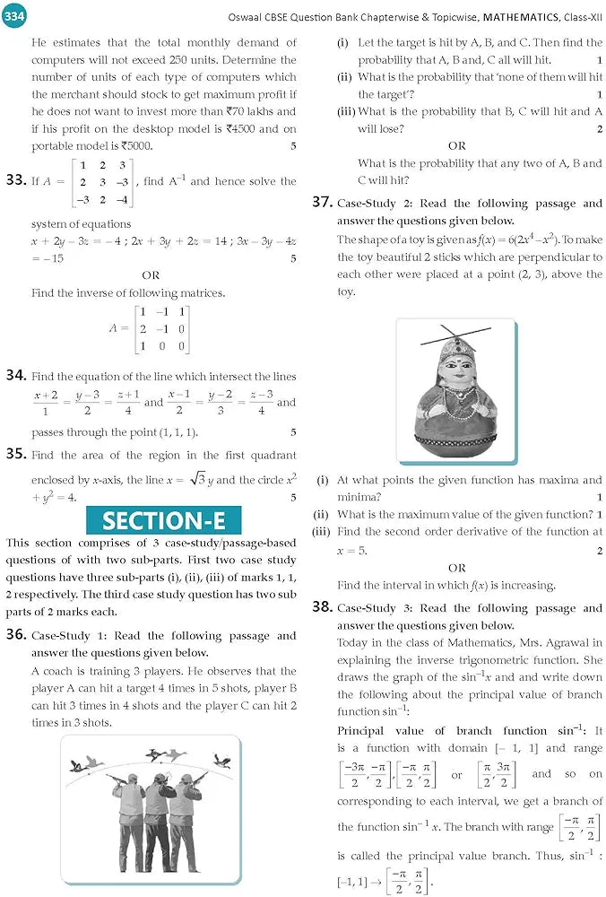 Oswaal CBSE Question Bank Class 12 Mathematics, Chapterwise and Topicwise Solved Papers For Board Exams 2025