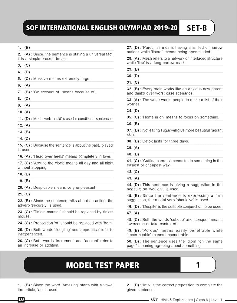MTG IEO Class-6 Olympiad 10 Previous Years Papers (2023-2019 Set A & B) English with Mock Test Papers - Sample OMR Sheet with Chapterwise Analysis | SOF Olympiad Books For 2024-25 Exam