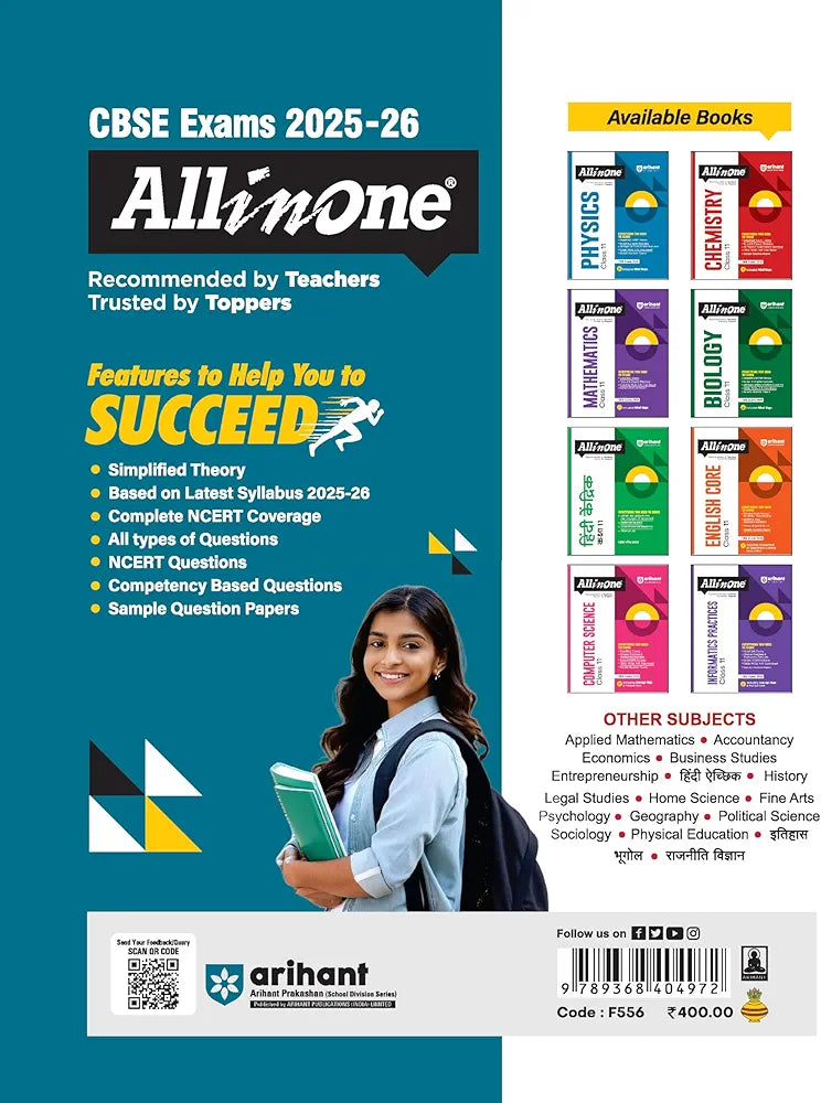 Arihant All in One Political Science Class 11 for CBSE Exams 2025-26 | Revised Edition as per latest syllabus | Simplified Theory, All Types of Exam Pattern Questions, CBQs, MCQs, A-R, Case Based, Sample Question Papers, Mind Maps, & Project Work