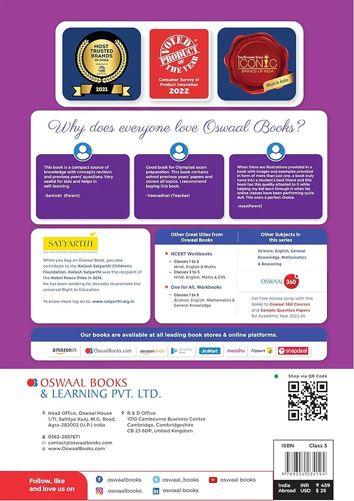 Oswaal One For All Olympiad Previous Years Solved Papers, Class-3 General Knowledge Book (Useful book for all Olympiads) (For 2023 Exam)