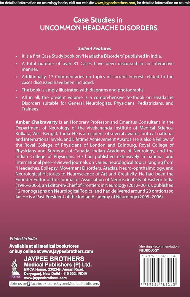 Case Studies in Uncommon Headache Disorders  by Ambar Chakravarty 2nd Edition (hardcover)