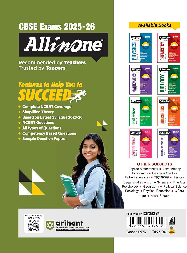 Arihant All in One Geography Class 11 for CBSE Exams 2025-26 | Revised Edition as per latest syllabus | Simplified Theory, All Types of Exam Pattern Questions, CBQs, MCQs, A-R, Case Based, Sample Question Papers, Mind Maps, Topic & Chapter Exercises