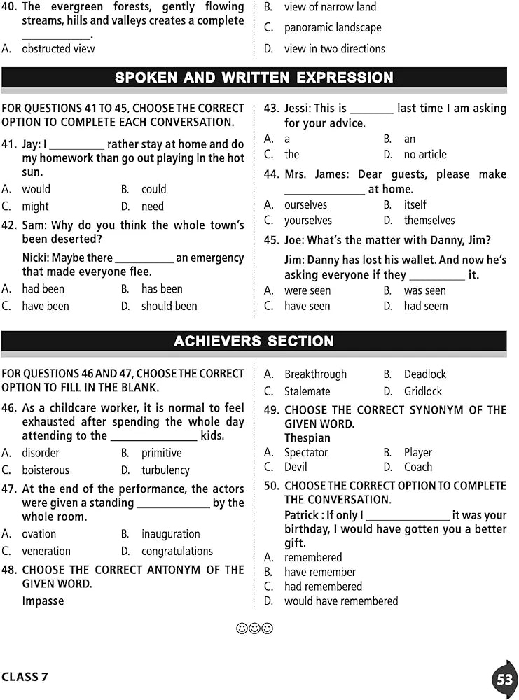 MTG International English Olympiad (IEO) Workbook for Class 7 - MCQs, Previous Years Solved Paper and Achievers Section - SOF Olympiad Preparation Books For 2024-2025 Exam
