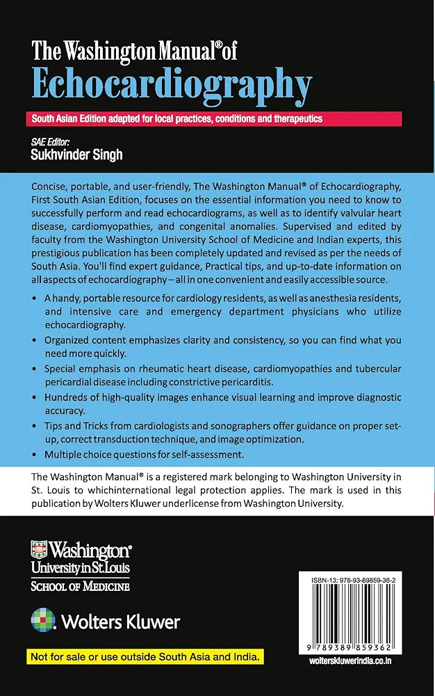 The Washington Manual of Echocardiography, South Asian Edition by Sukhvinder Singh