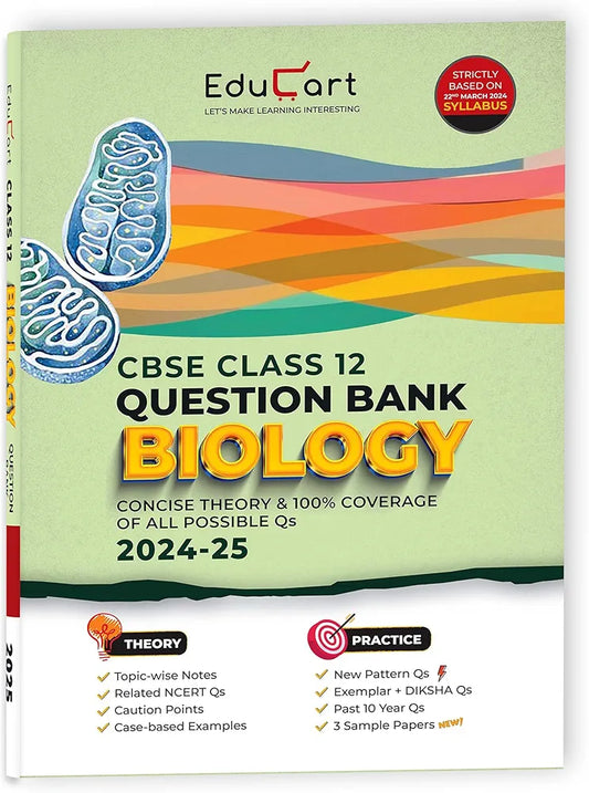Educart CBSE Question Bank Class 12 Biology 2024-25 (As per latest CBSE Syllabus 23 Mar 2024)