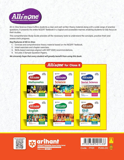 Arihant All in One Science for Class 8 | As per Recommendations of NEP 2020 | Based on the latest NCERT | Mind Map in Each Chapter and Competency-Based Questions | Complete Study, Complete Practice, Complete Assessment 2025-26