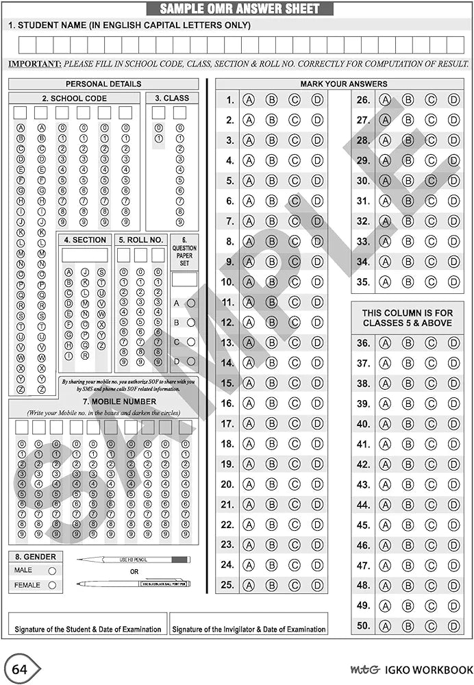 MTG International General Knowledge Olympiad (IGKO) Workbook for Class 1 - MCQs & Achievers Section - SOF IGKO Olympiad Preparation Books For 2024-2025 Exam