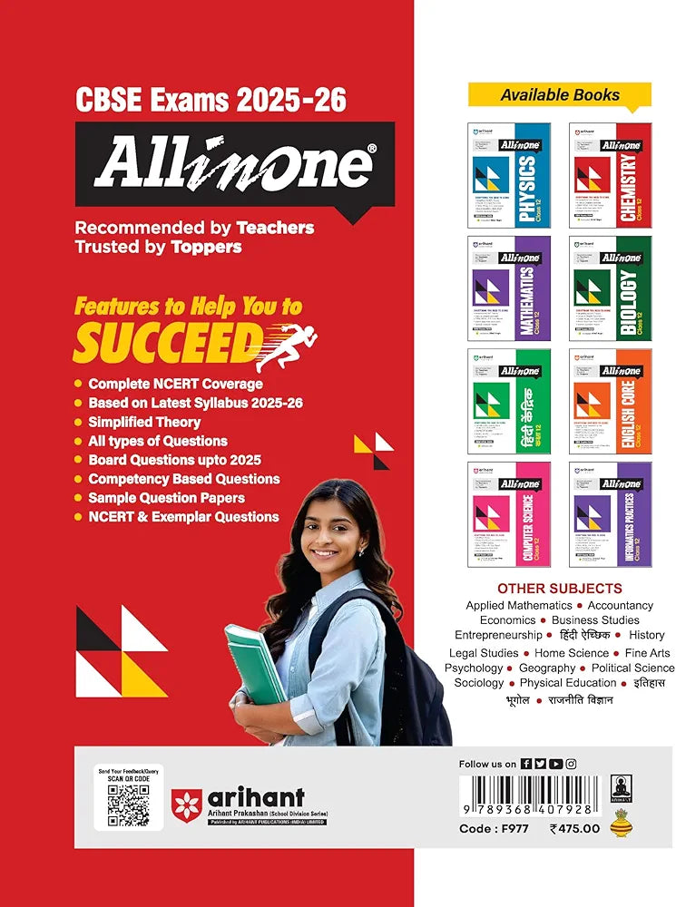 Arihant All in One Chemistry Class 12 for CBSE Exams 2025-26 | Revised Edition as per latest syllabus | Simplified Theory, All Types of Exam Pattern Questions, CBQs, MCQs, A-R, Case Based, Sample Question Papers, Mind Maps