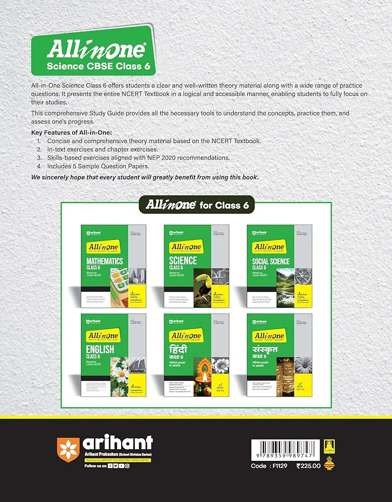 Arihant All In One Science Class 6th Based On Latest NCERT For CBSE Exams 2025 | Mind map in each chapter | Clear & Concise Theory | Intext & Chapter Exercises | Sample Question Papers
