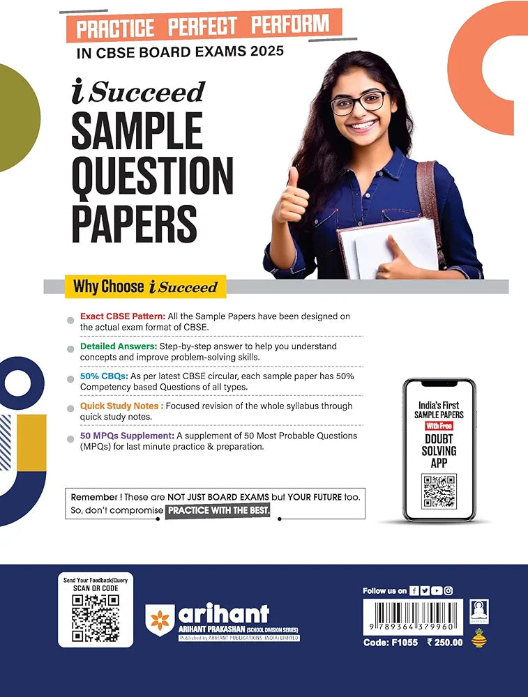 Arihant i Succeed 15 Sample Question Papers for Papers Geography Class 12th | As per latest CBSE Sample Paper issued on 5 Sept. 2024 | 50% CBQs in each paper | Detailed Answers with Step Marking | Fully Solved Latest CBSE Sample Paper For Exam 2025