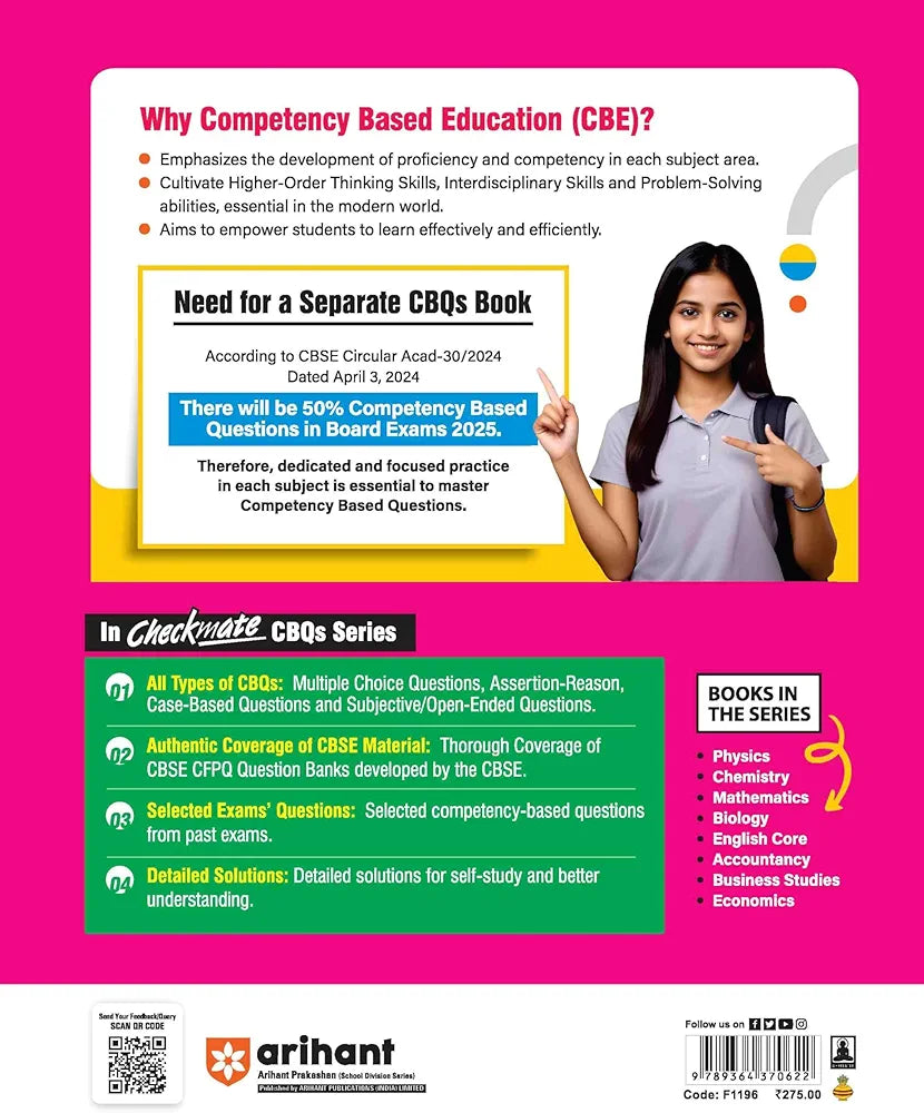 Arihant Competency Based Question Book | Mathematics Class 12th | Checkmate Series | With Assertion Reason | Correct | Incorrect Statements | Case Based | Solve Based | Subjective For Board Exams 2025 | All type CBQs PYQs With Detailed Solution