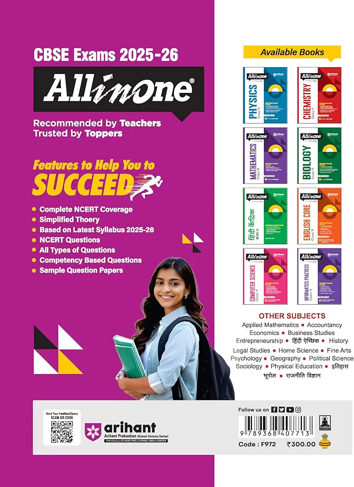 Arihant All in One History Class 11 for CBSE Exams 2025-26 | Simplified Theory, All Types of Exam Pattern Questions, Diksha & Other Imp. Ques, CBQs, MCQs, A-R, Source Based, Sample Question Papers, Mind Maps, & Project Work