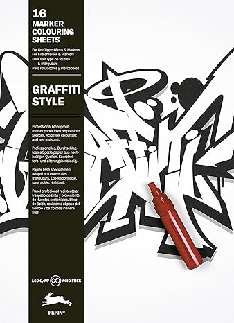 Graffiti Style: Marker Colouring Sheet Book (Multilingual Edition) (English, Spanish, French and German Edition)