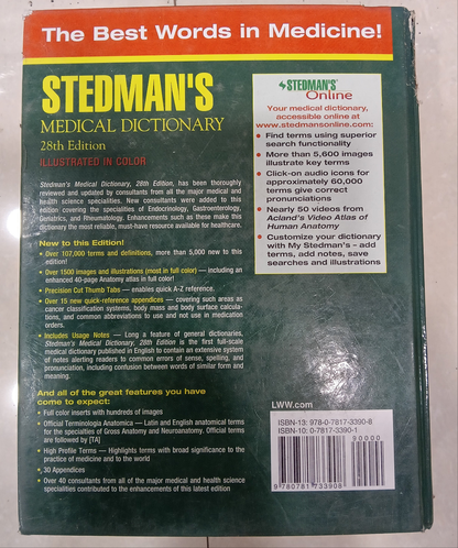 STEDMAN'S MEDICAL DICTIONARY 28TH EDITION "ILLUSTRATED IN COLOR"