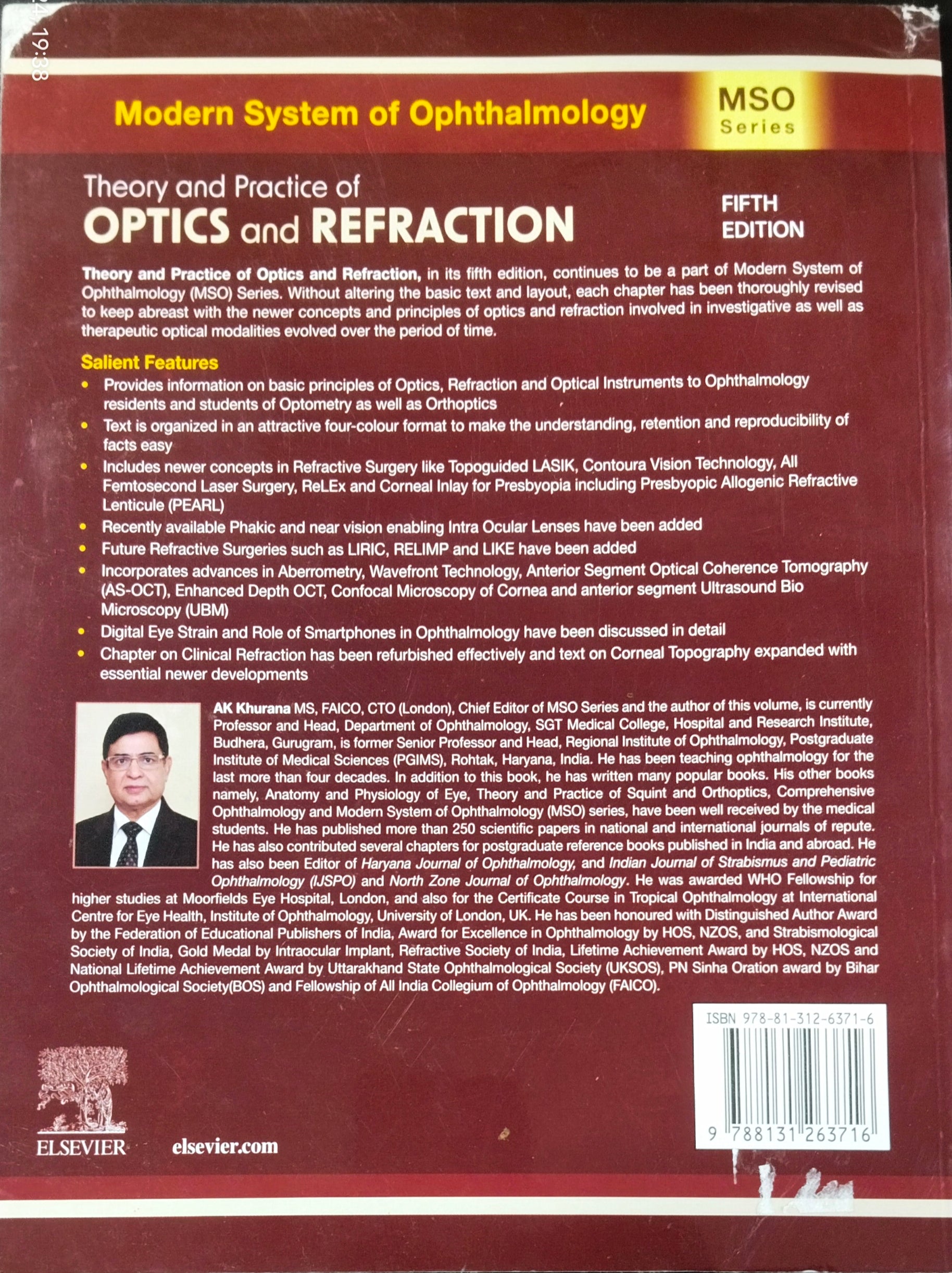 Theory And Practice Of Optics And Refraction By AK  Khurana 5th edition