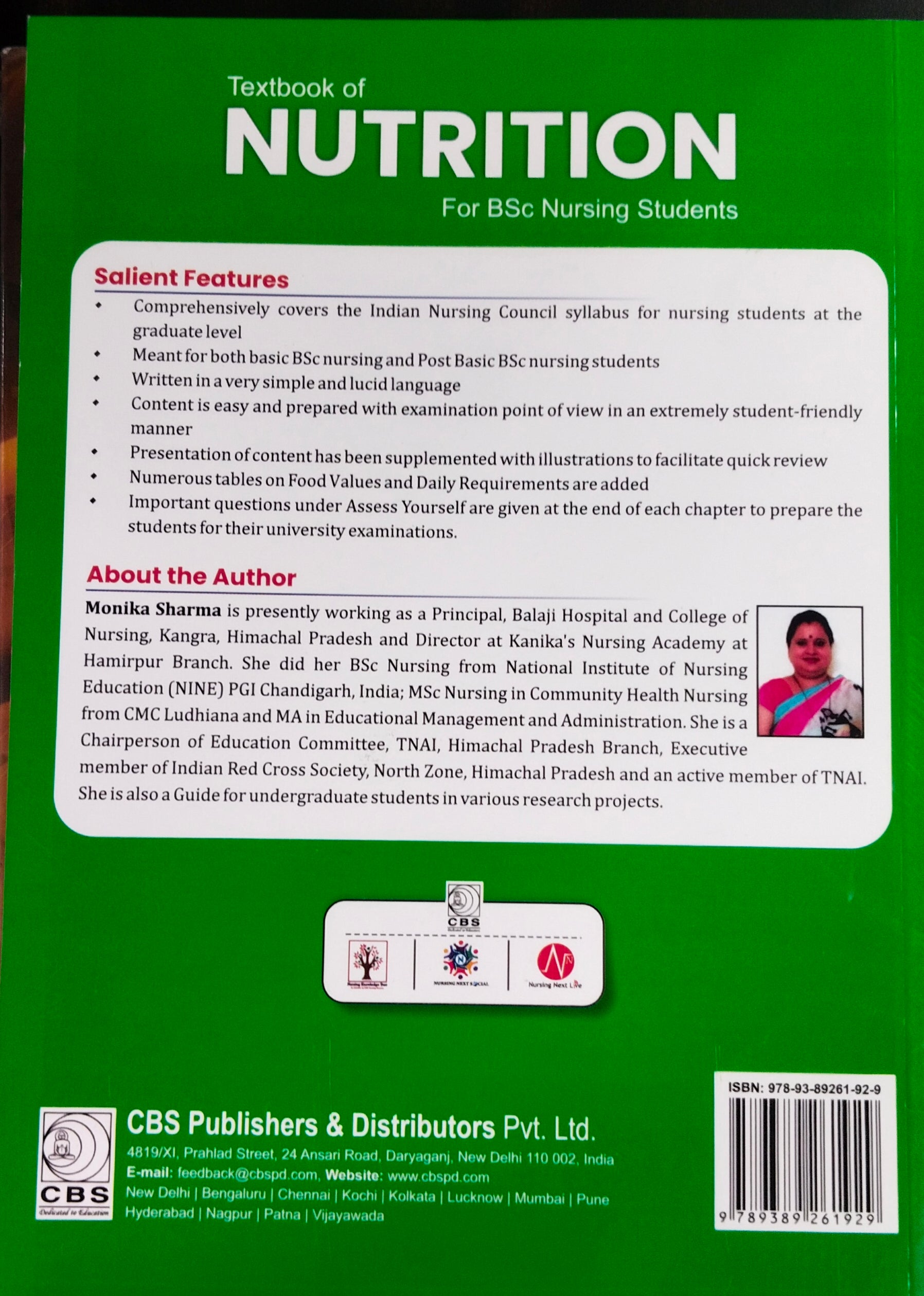 TEXTBOOK OF NUTRITION FOR BSC NURSING STUDENTS 2nd edition by Monika Sharma